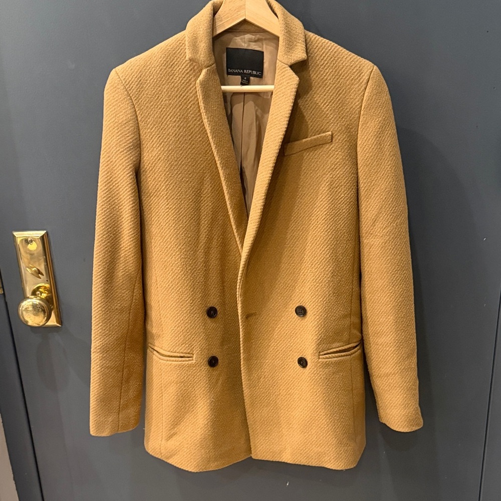 Banana Republic Camel Double-Breasted Wool Blend Blazer